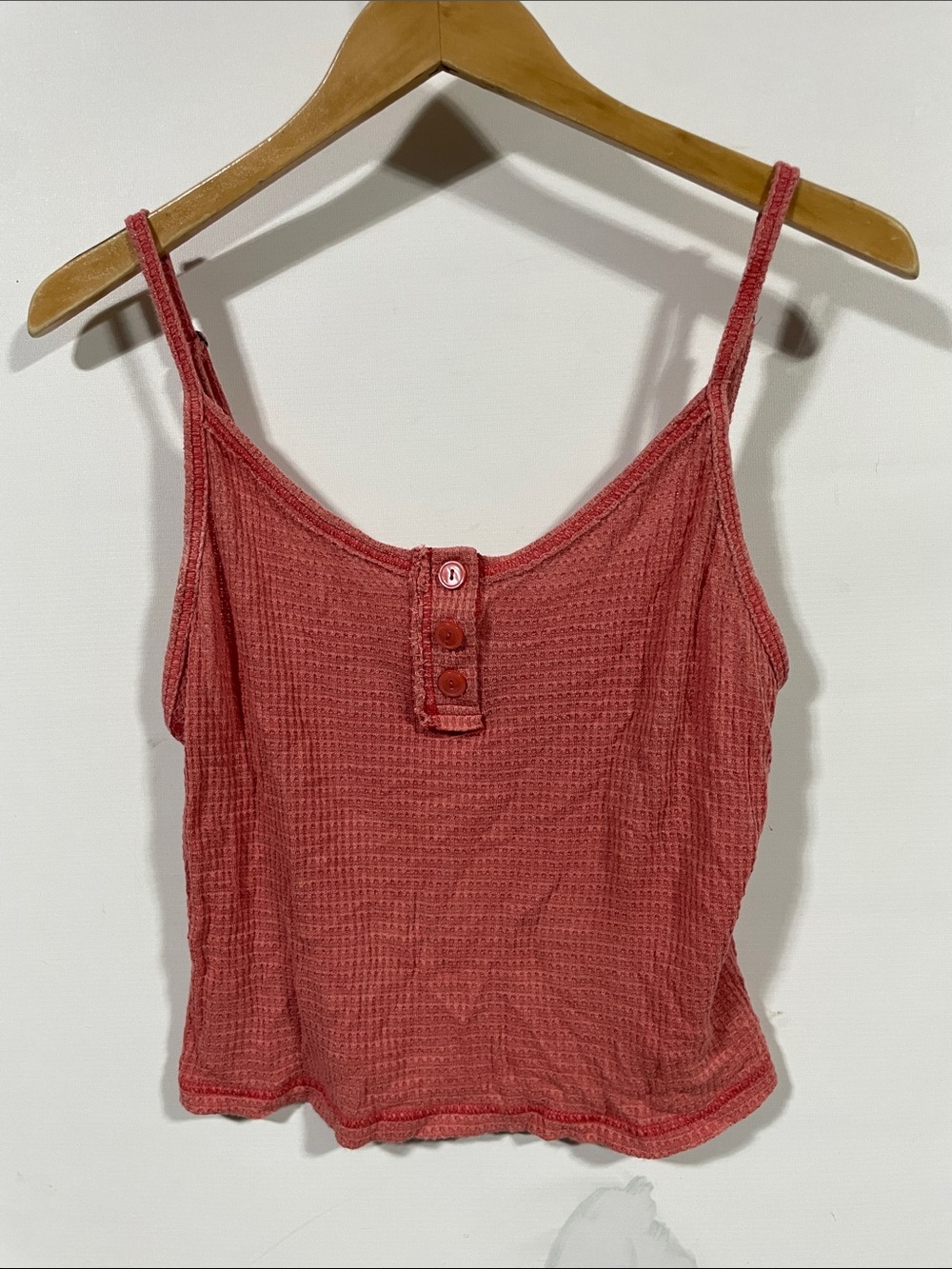 Intimately by Free people Waffle Knit Coral Spaghetti Strap Camisole